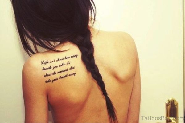 Back Shoulder Writing Tattoo