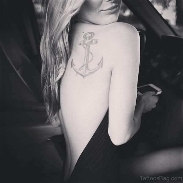 Balck And White Anchor Tattoo