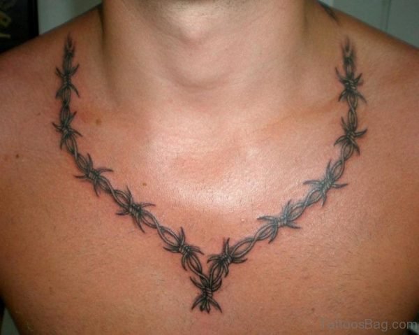 Barbed Wire Tattoo Design On Chest 