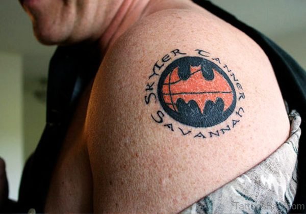 Basketball With Batman Logo Tattoo