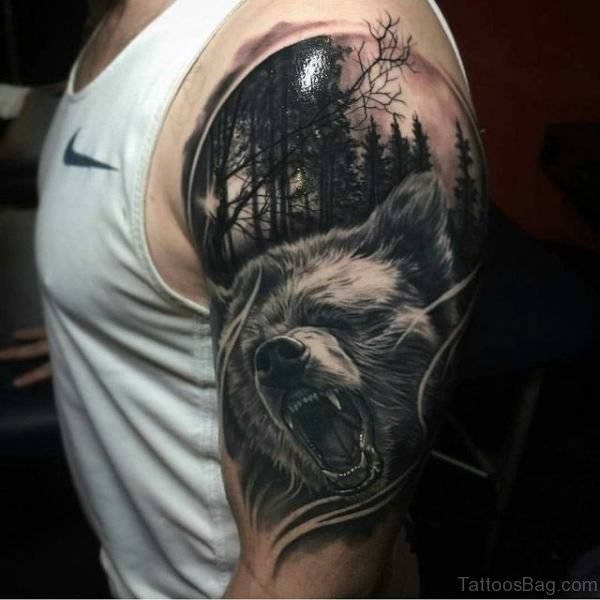 Bear Tattoo Design On Shoulder