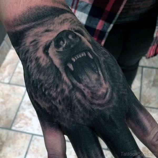 Bear Tattoo On Hand