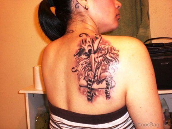 Beautiful Angel Tattoo On Back Shoulder