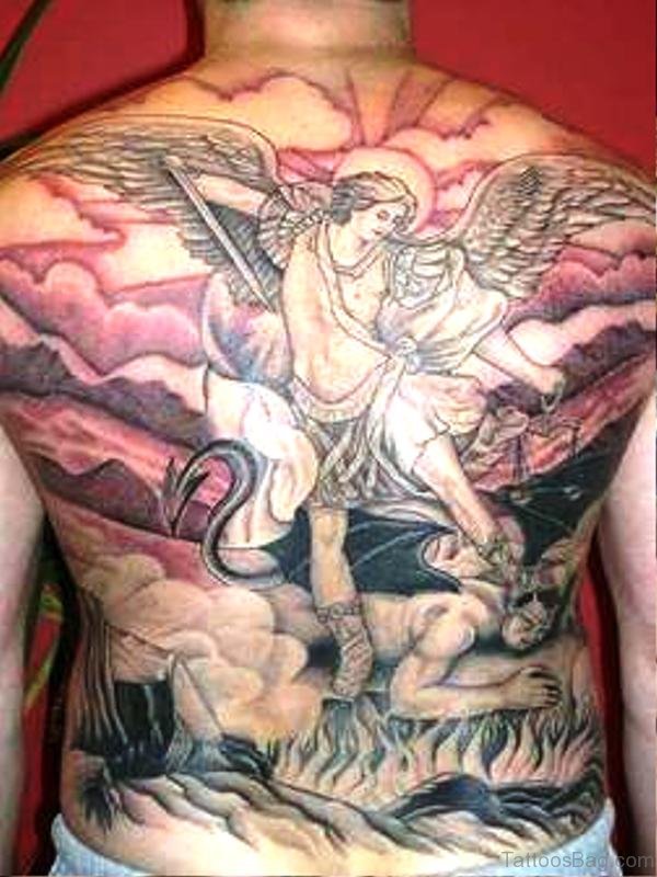 Beautiful Archangel Tattoo On Back