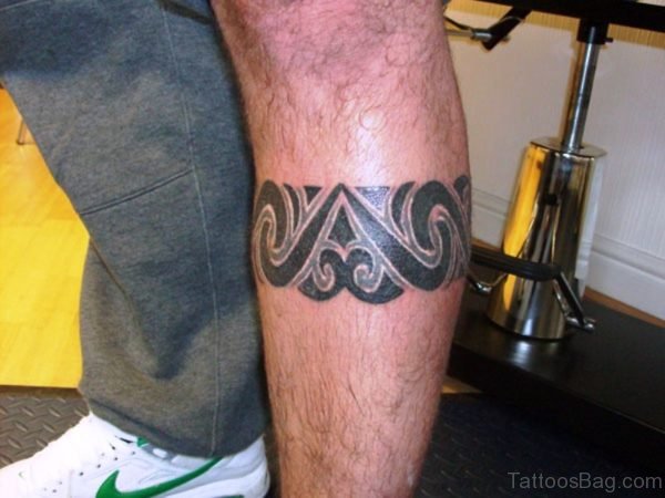 Beautiful Band Tattoo On Leg