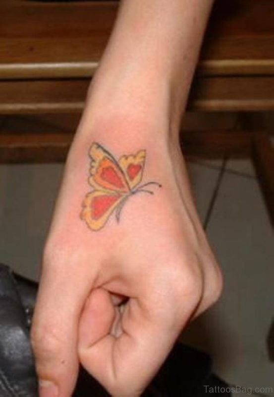 Beautiful Butterfly Tattoo On Hand 