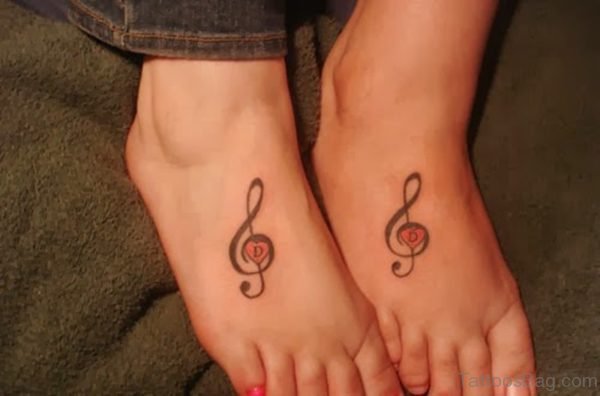 Beautiful Music Tattoo On Foot