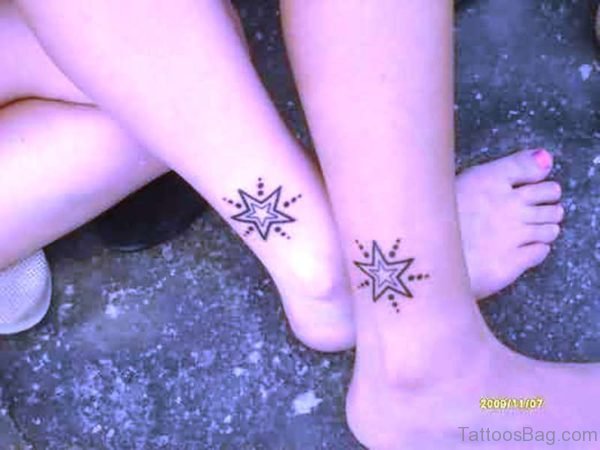 Beautiful Star Tattoo On ANkle