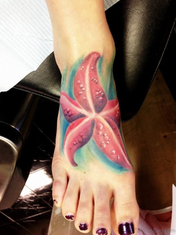 Beautiful Starfish Tattoo On Foot