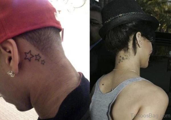 Beautiful Stars Neck Tattoo 