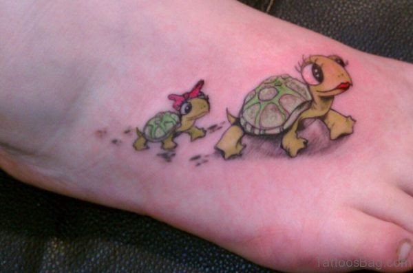 Beautiful Turtle Tattoo On Foot