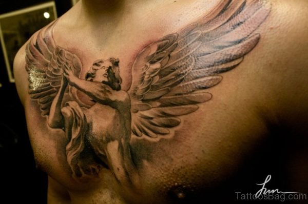 Beautiful Wings Tattoo on Chest 