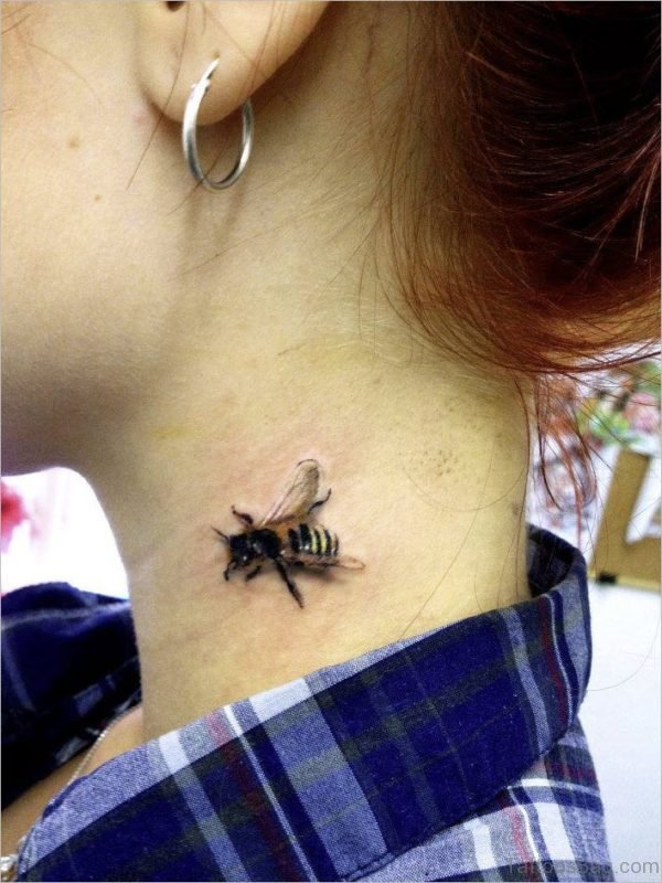Bee Tattoo On Neck 