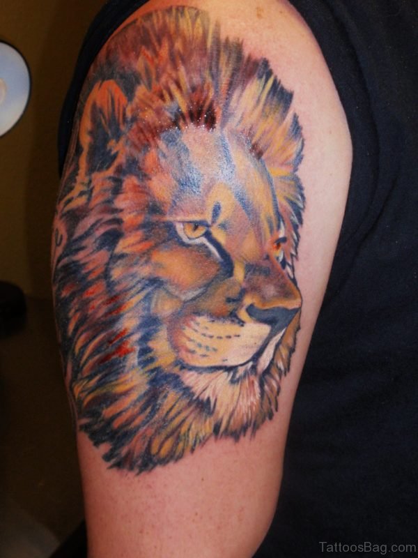 Best African Lion Tattoo On Shoulder