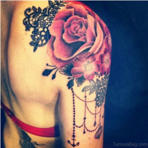 Best Red Rose Tattoo On Shoulder