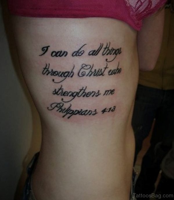 Bible Verses Quotes Tattoo On Rib 