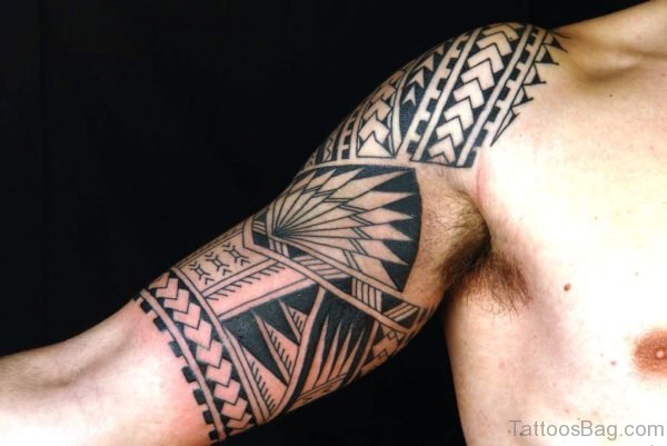 Big Polynesian Tattoo On Shoulder