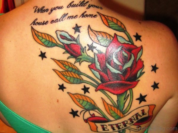Big Red Rose Tattoo On Shoulder