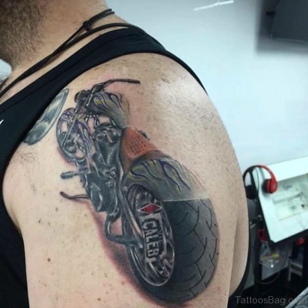 Bike Tattoo On Shoulder TB110