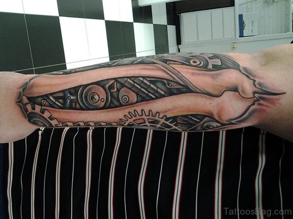 Biomechanical Tattoo Design On Arm 