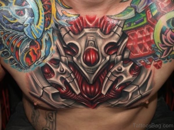 Biomechanical Tattoo On Chest