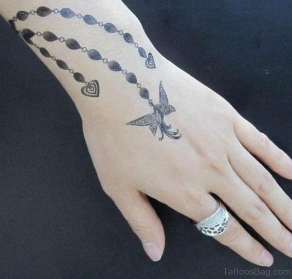 Bird Chain Tattoo On Hand