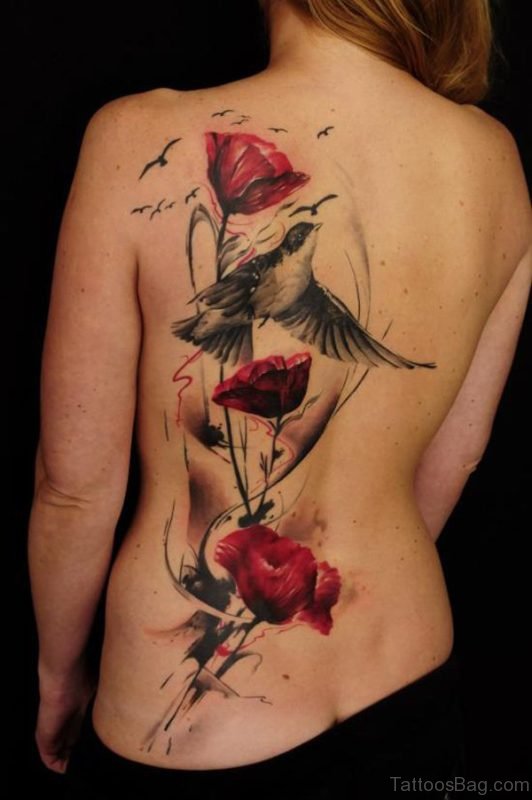 Bird Tattoo On Back 