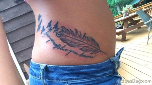 Birds and Feather Tattoo On Waist