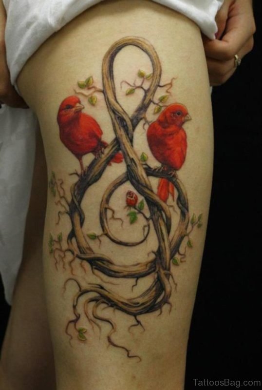 Bird Tattoo On Thigh 
