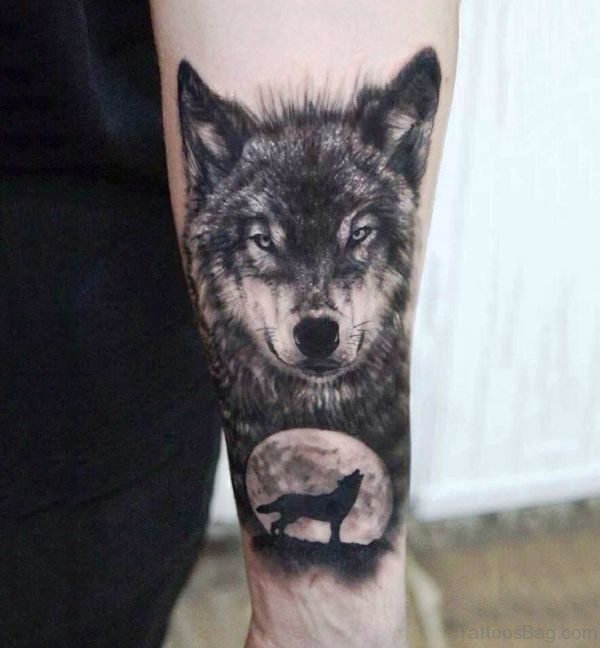 Black Alpha Wolf Tattoo Design