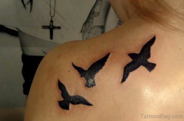 Black And White Birds Tattoo 
