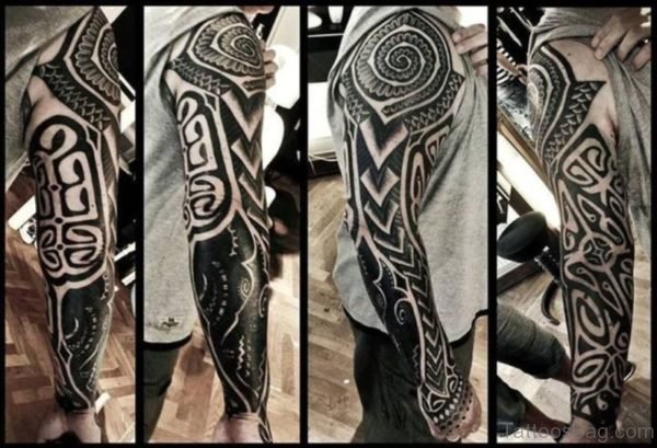 Black And White Nordic Shoulder Tattoo