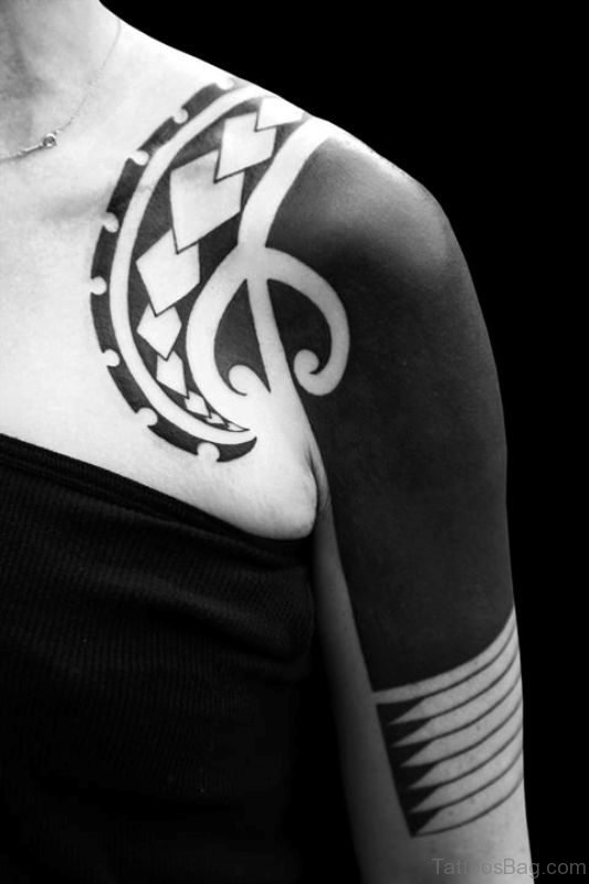 Black And White Shoulder Tattoo Design