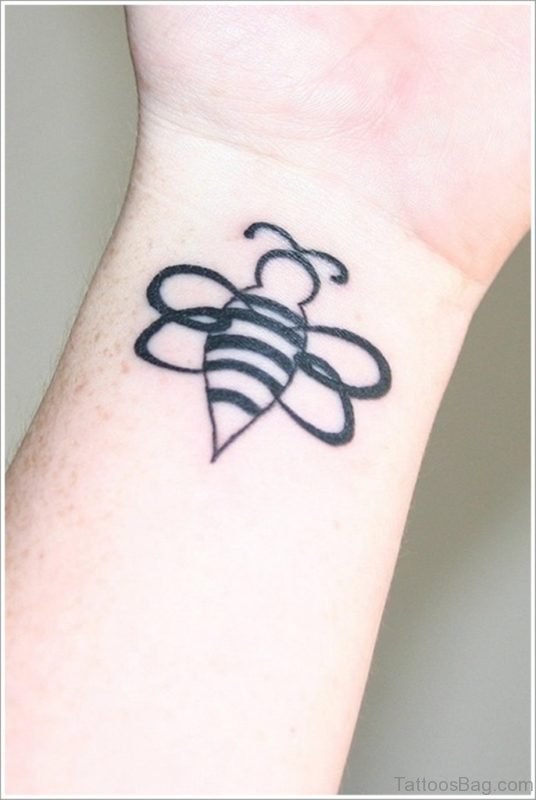 Black Bee Tattoo On Wrist 