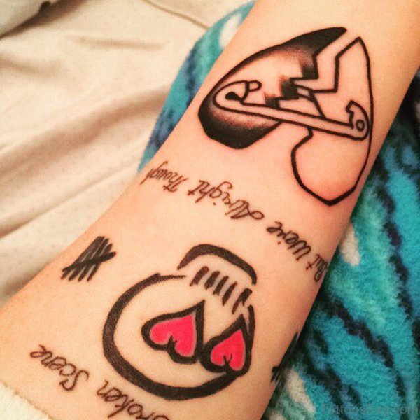 Black Broken Heart Tattoo On Wrist