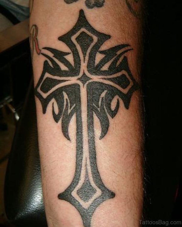 Black Cross Tattoo On Arm
