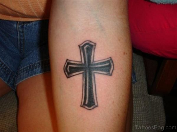 Black Cross Tattoo On Wrist ST1030