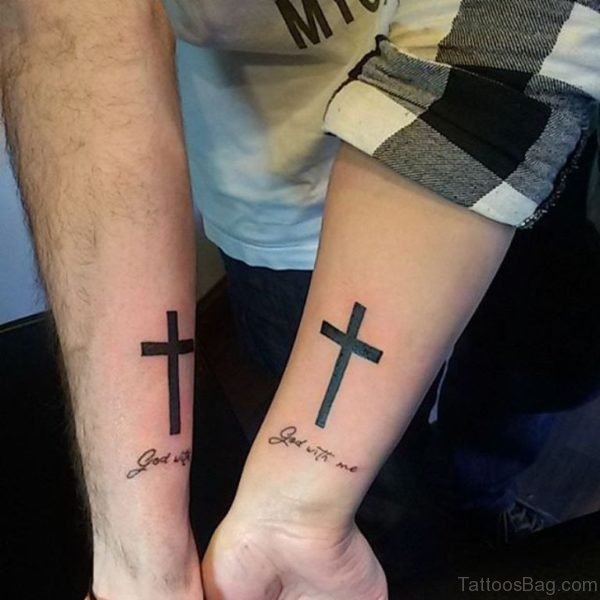 Black Cross Tattoo On Wrists 