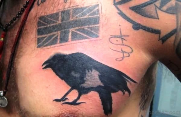 Black Crow Tattoo On Chest