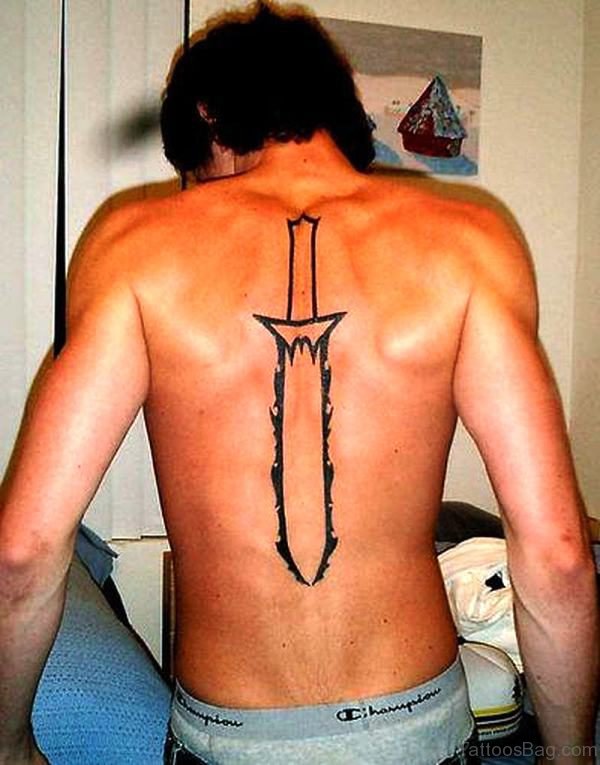 Black Dagger Tattoo On Back