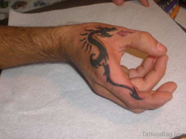Black Dragon Hand Tattoo