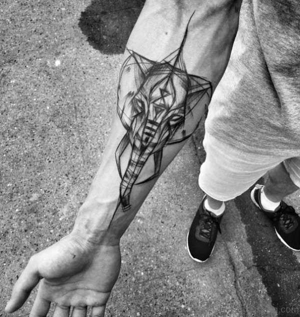 Black Elephant Tattoo On Forearm