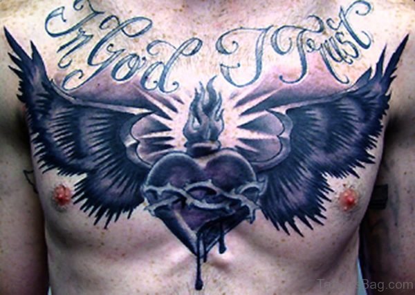Black Heart Tattoo With Wings