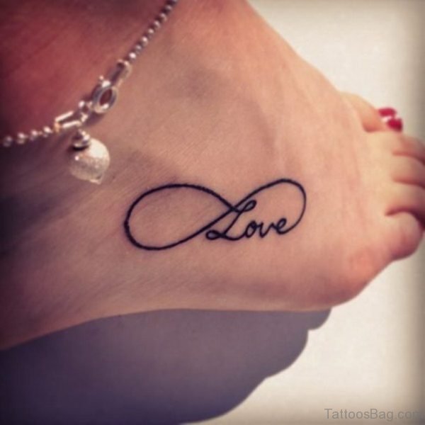 Black Infinity Love Tattoo on Ankle 
