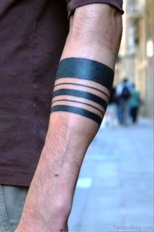 Black Ink Band Tattoo On Arm
