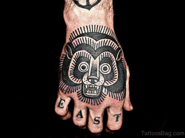 Black Ink Bear Tattoo