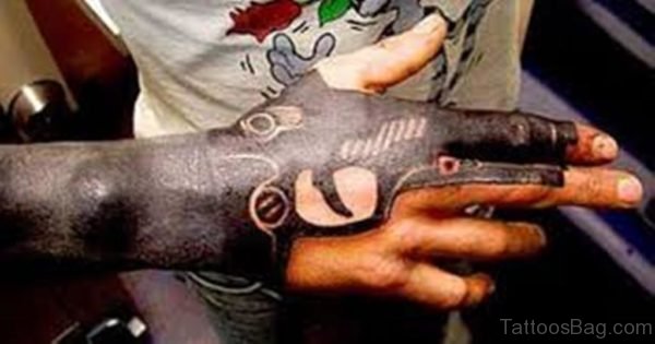 Black Ink Gun Tattoo 