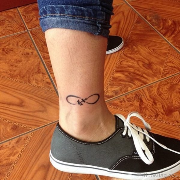 Black Ink Infinity Symbol Tattoo On Ankle