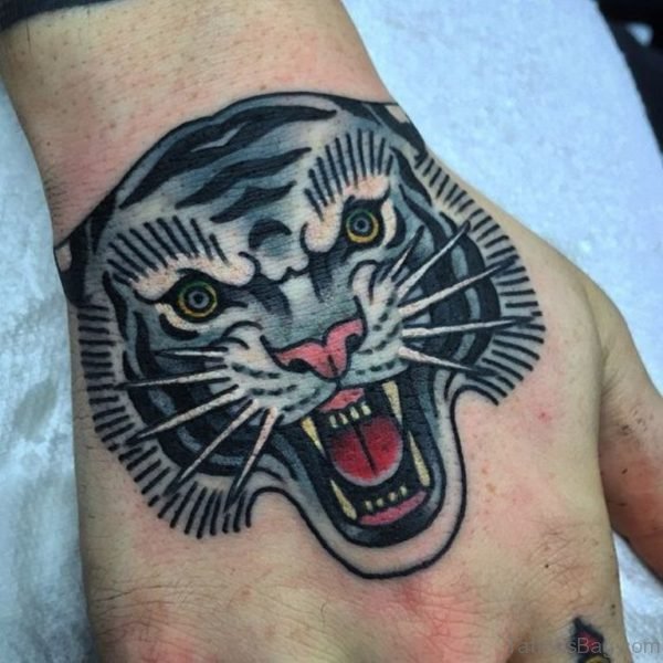 Black Ink Tiger Tattoo