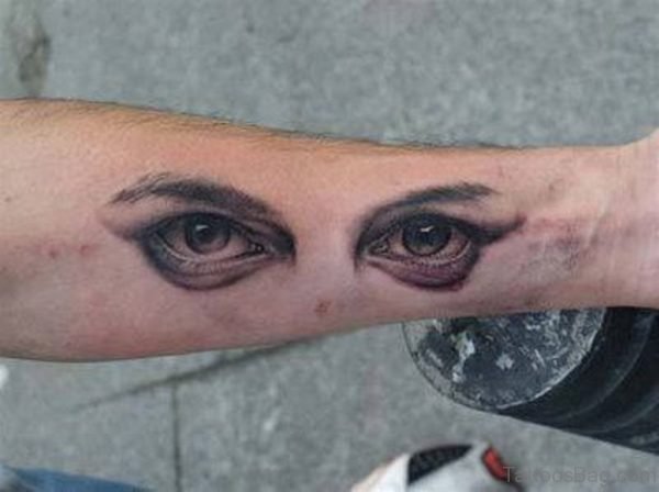 Black Ink Twin Eye Tattoo